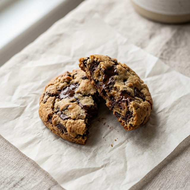 Hausgemachter glutenfreier Chocolate Chip Cookie in Nahaufnahme